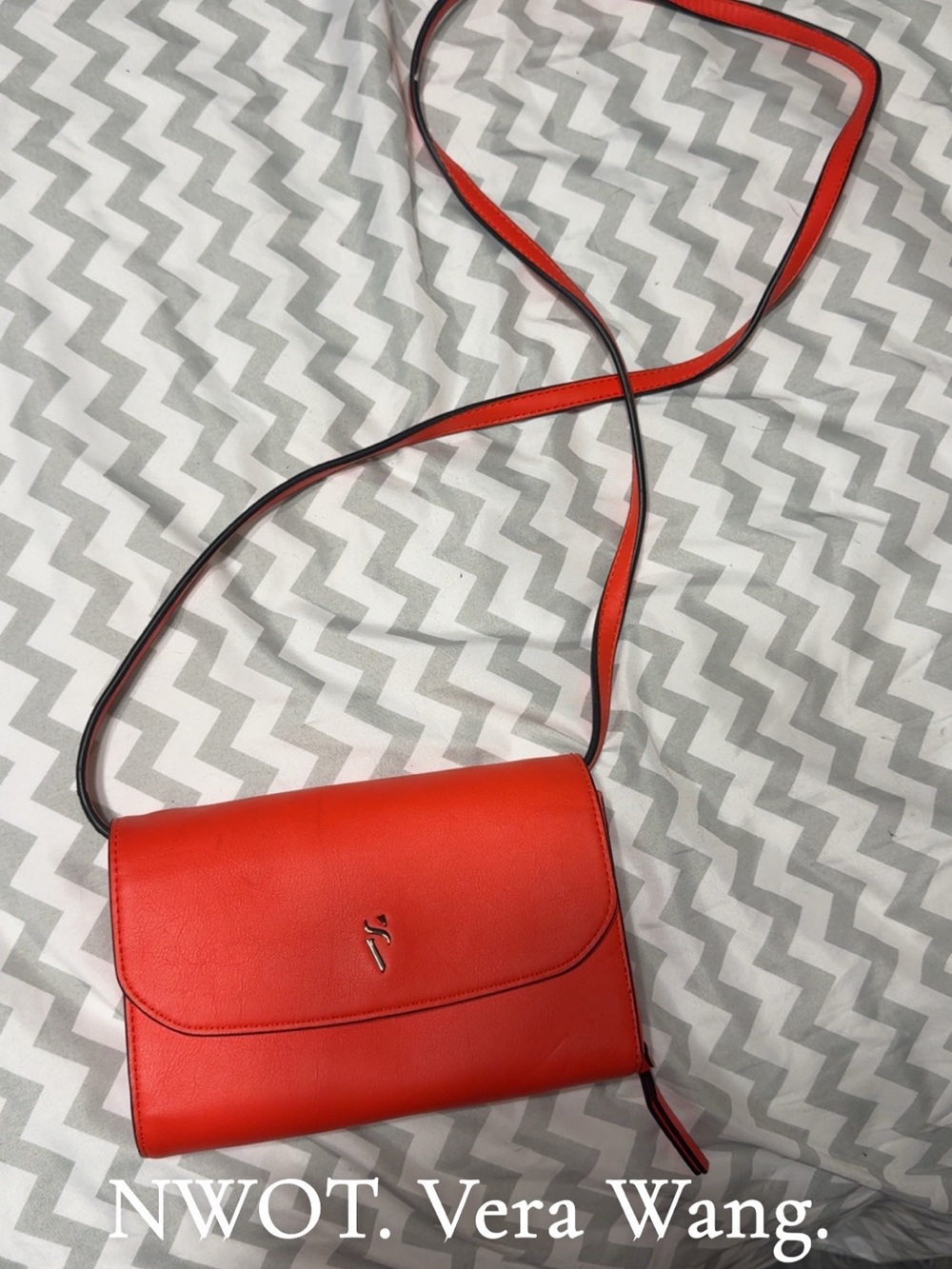 Vera Wang Orange-Red Leather Crossbody Bag